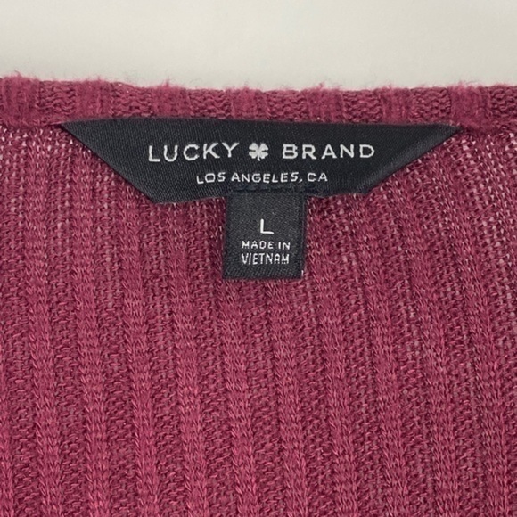 Lucky Brand Rib Ruffle Top, Tawny Port, Large - Picture 11 of 11